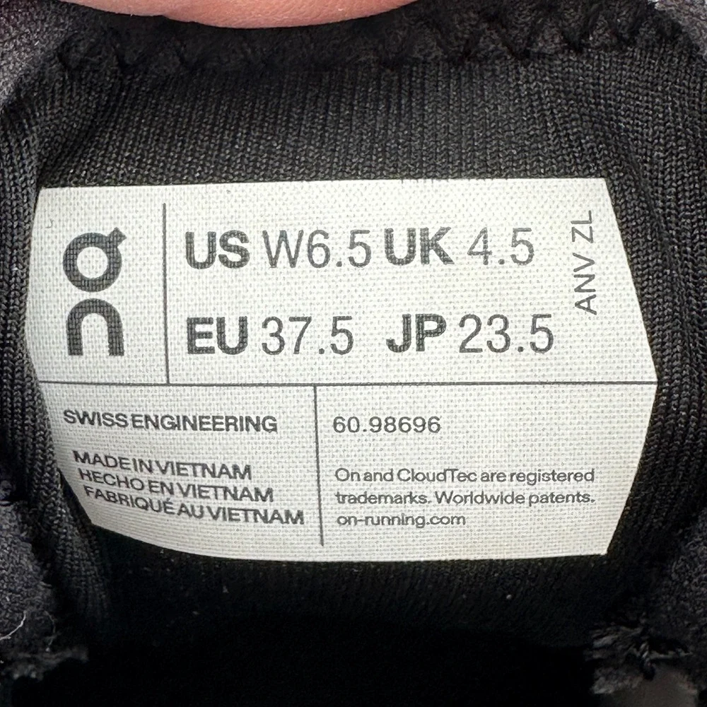 On Running Women's Black and White Cloud Sneakers - Picture 8 of 8